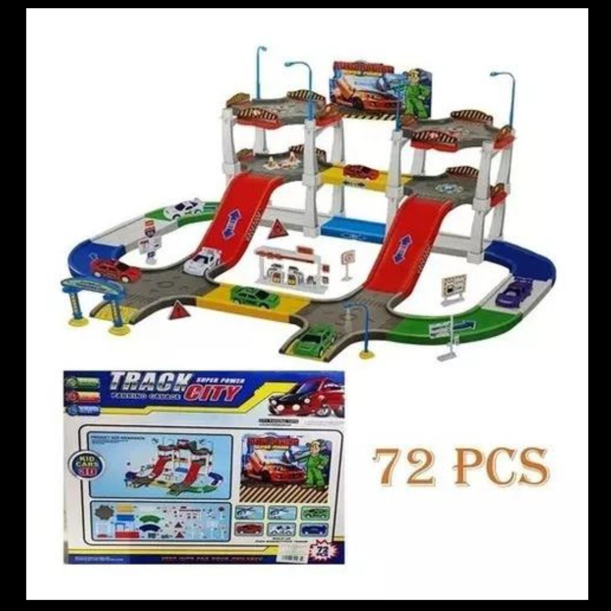 MAZUGI - Pista set parqueadero track city para niño caja helicóptero