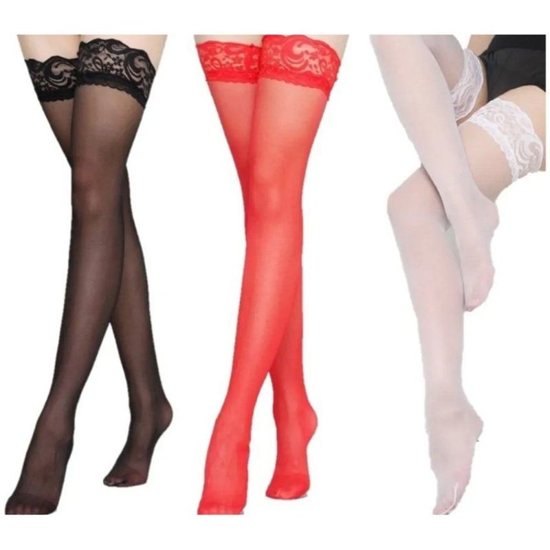 GENERICO - Medias veladas para liguero keiby Rojo S-M