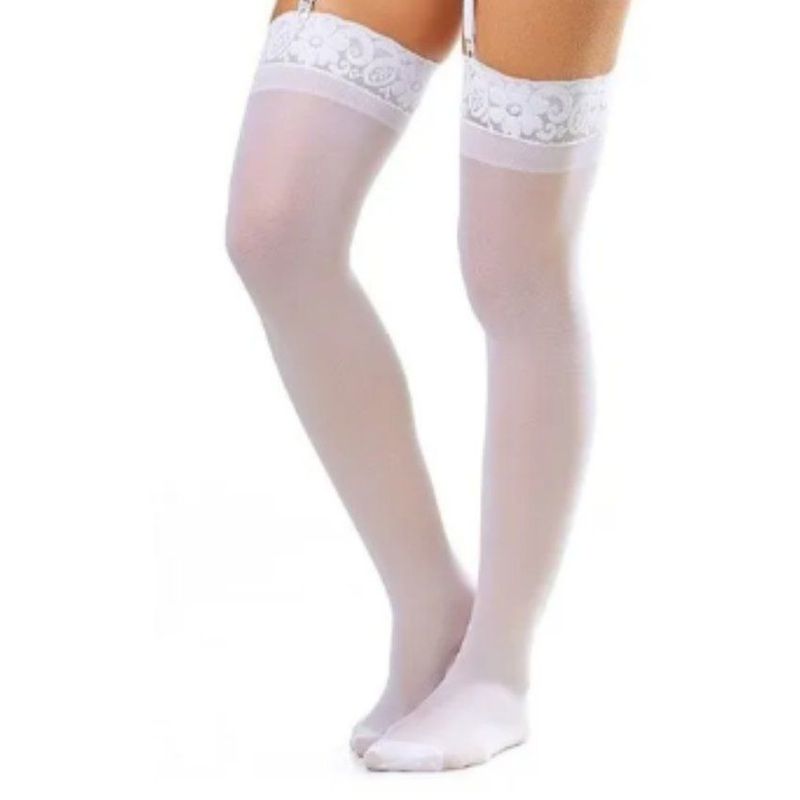 GENERICO - Medias veladas para liguero keiby Blanco S-M