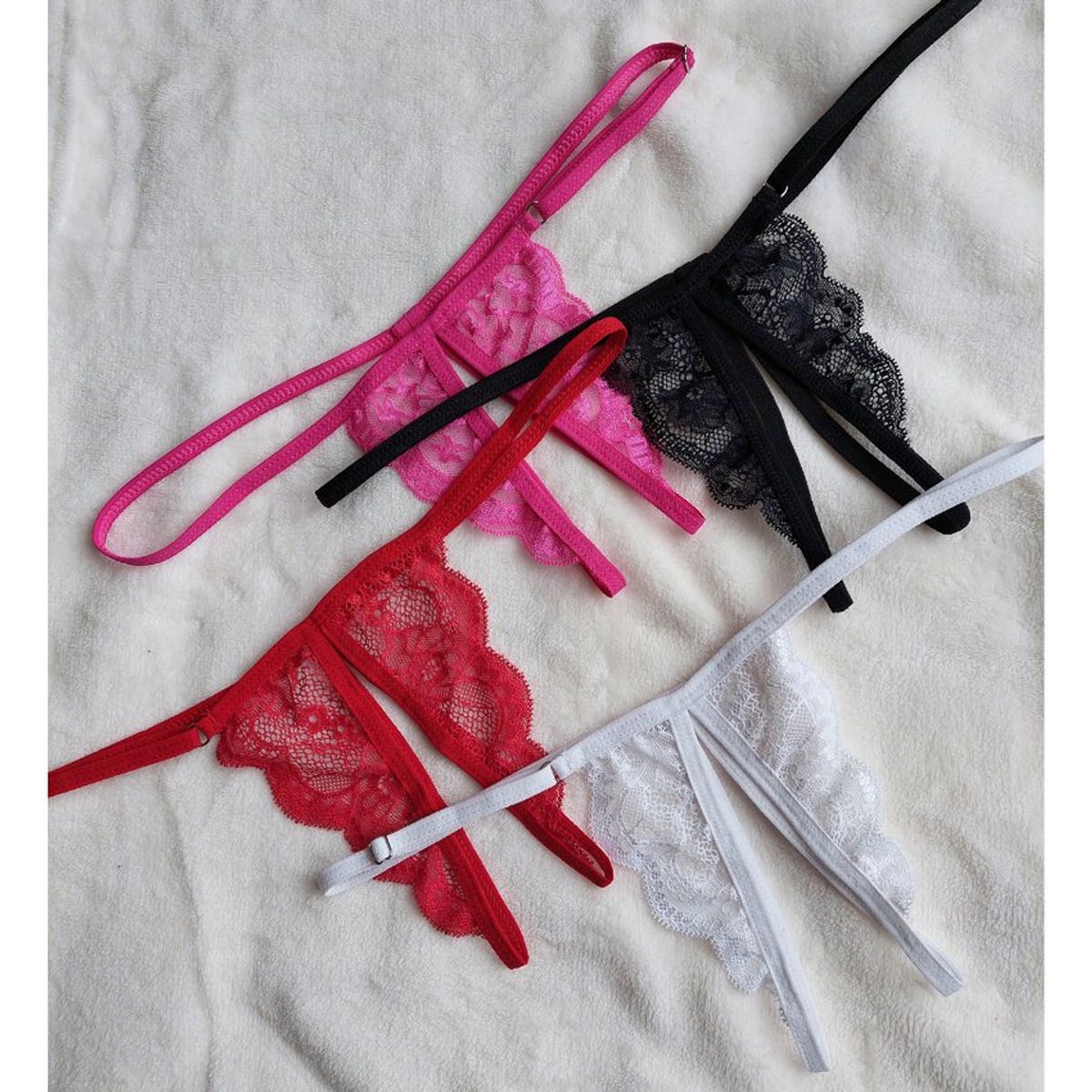 GENERICO - Tanga francesa en encaje para mujer Roja
