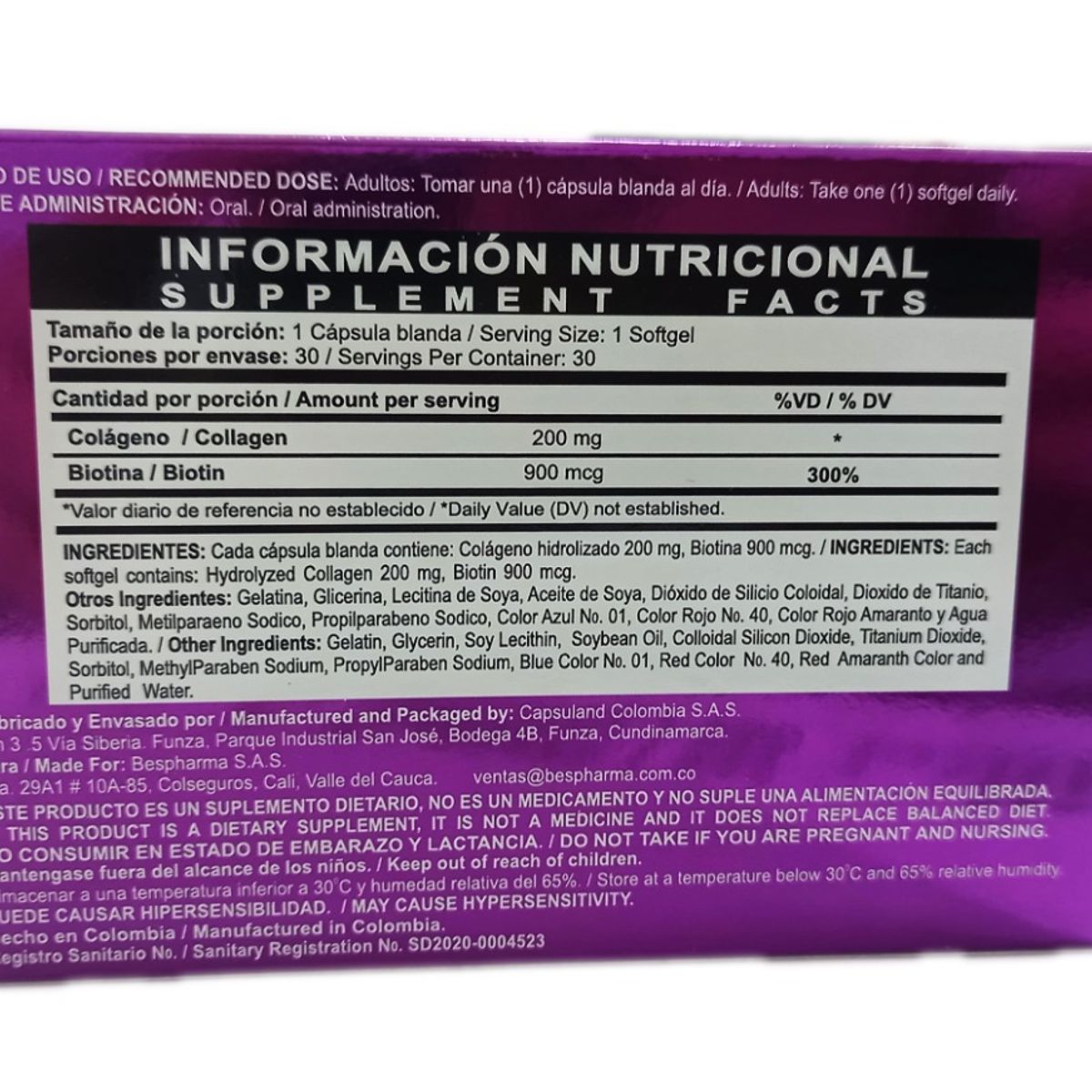 GENERICO - Colágeno  Biotina BESPHARMA