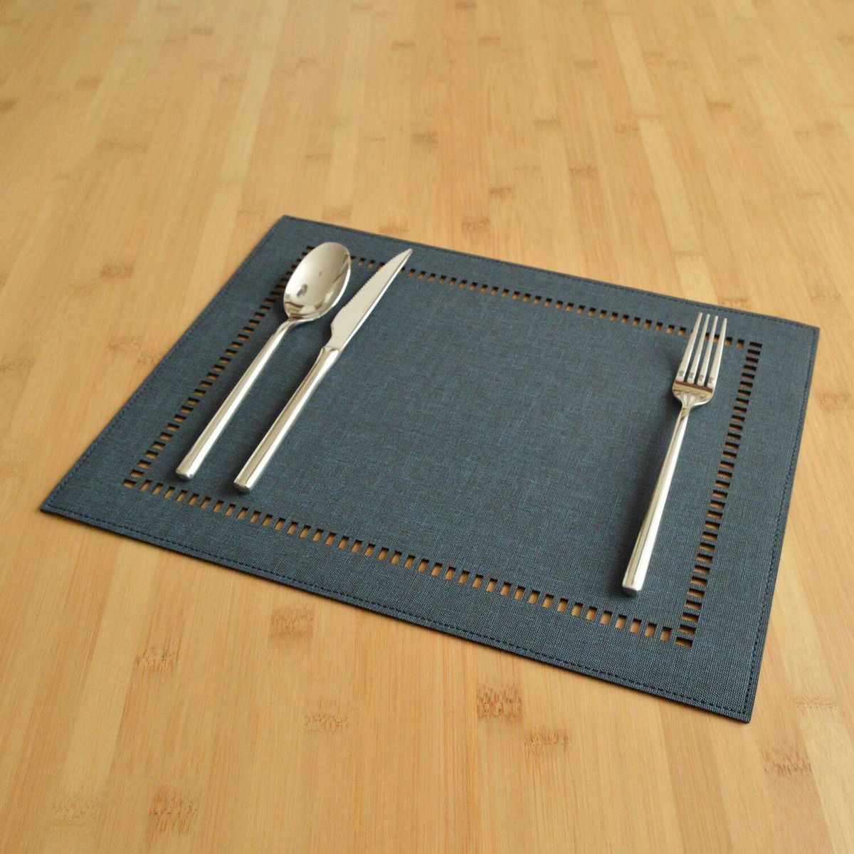 DE CASA - Set x 4 individuales mompox rectangulares  azul