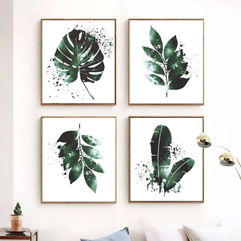 DE CASA - Cuadros set x 4 - mdf - hojas palmeras