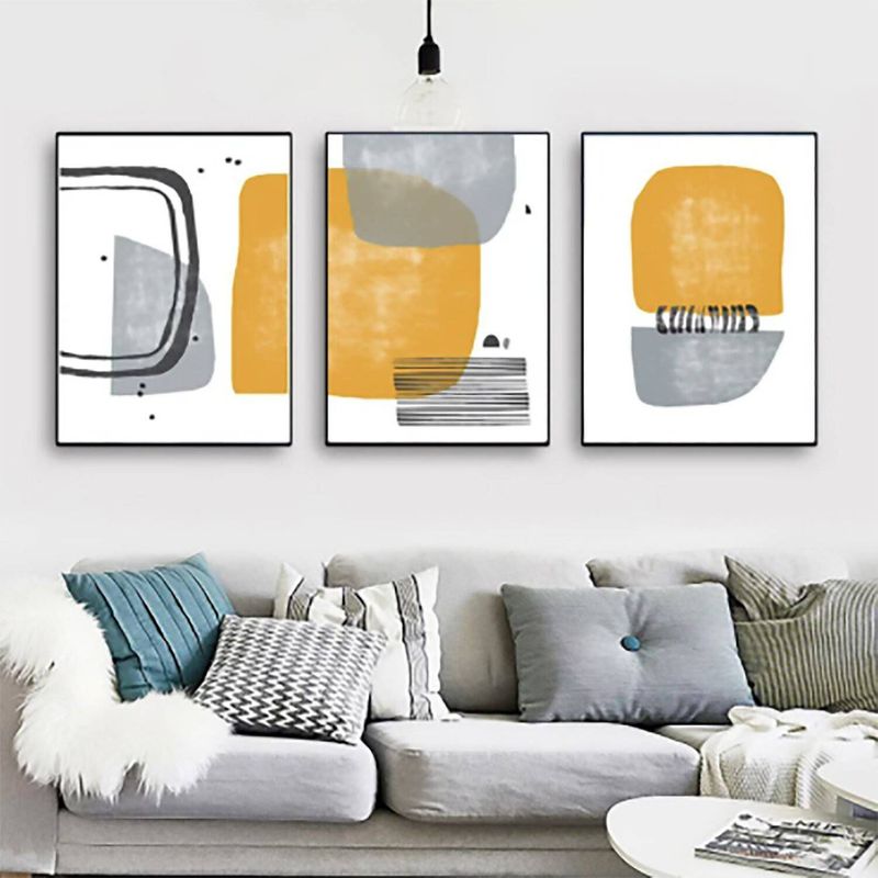 DE CASA - Cuadros set x 3 - mdf - geo amarillo