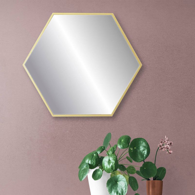 DE CASA - Espejo de pared - mdf - hexa dorado