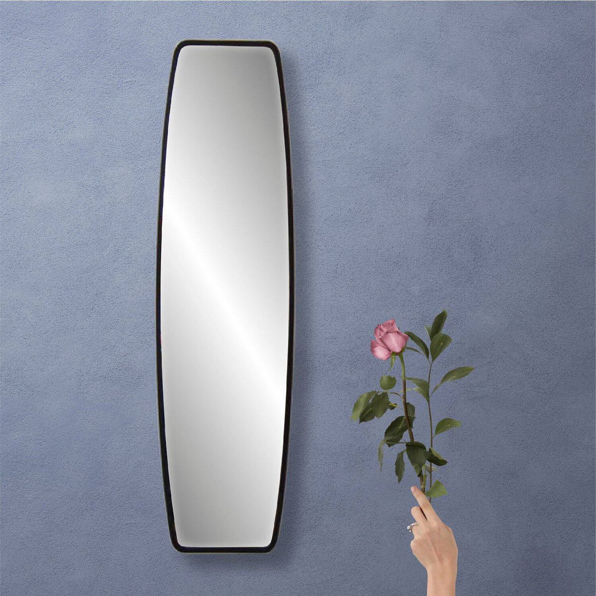 DE CASA - Espejo de pared - mdf - semioval vertical negro