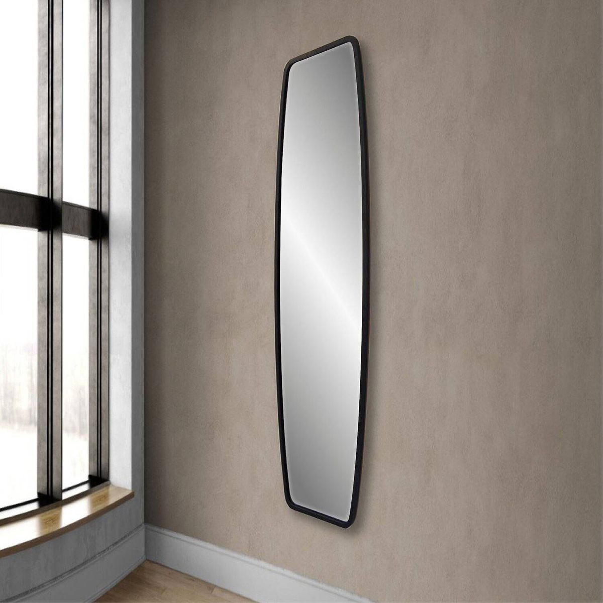 DE CASA - Espejo de pared - mdf - semioval vertical negro