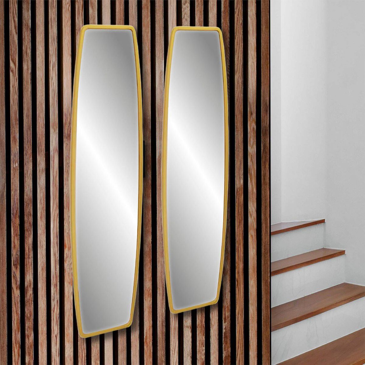 DE CASA - Espejo de pared - mdf - semioval vertical dorado