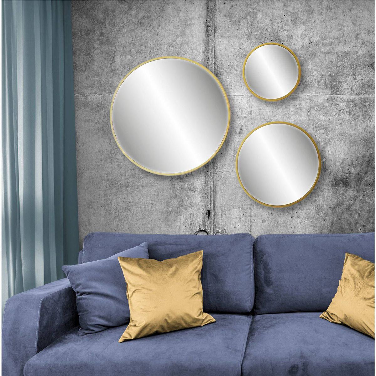 DE CASA - Espejos de pared set x 3 - mdf - planet dorado