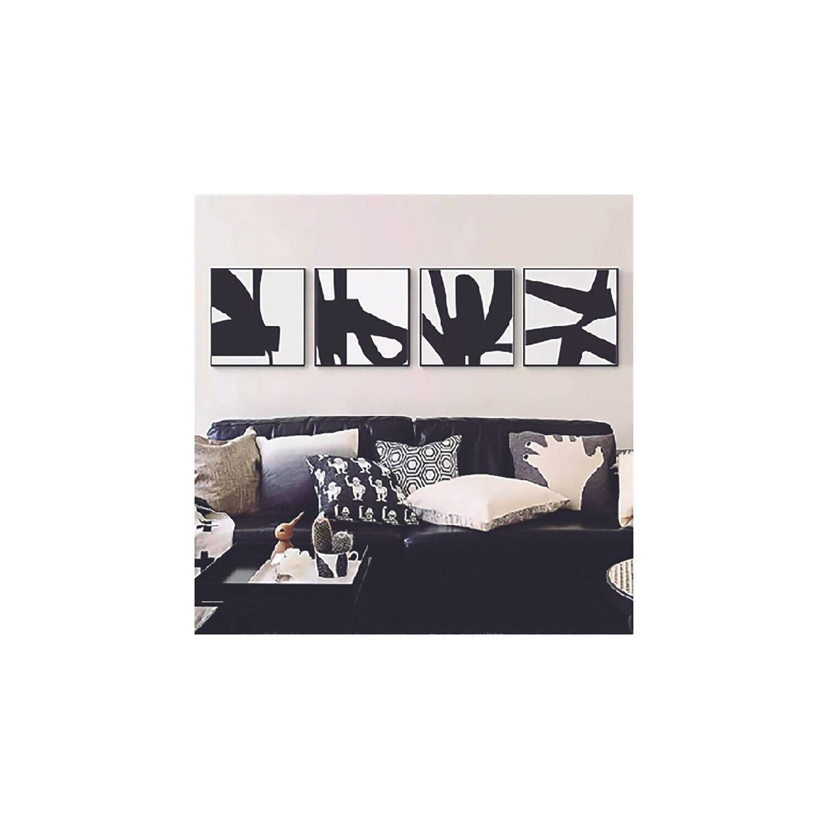 DE CASA - Set x 4 cuadros abstractos negro