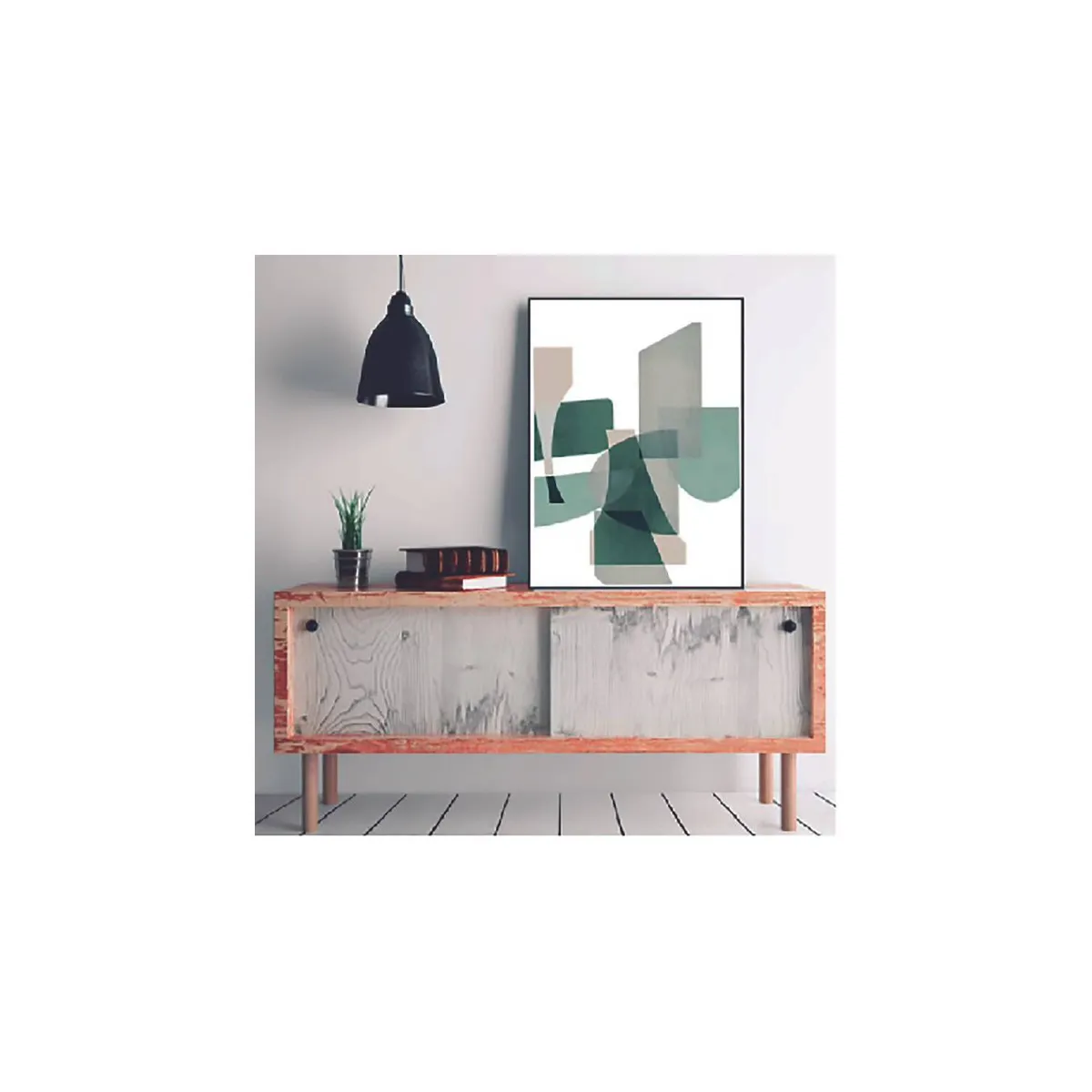 DE CASA - Triptico abstracto verde gris