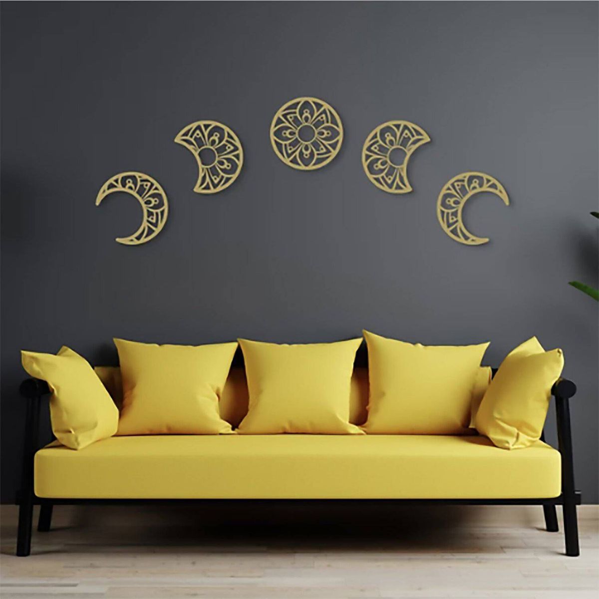 DE CASA - Set calado x 5 -  mdf  - eclipse lunar dorado