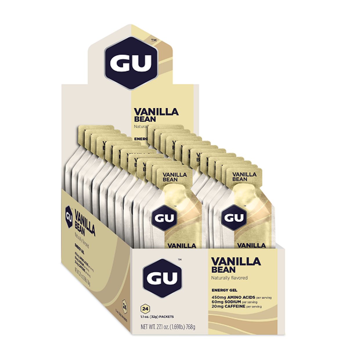 GU - Gel energizante x 24 unidades - Vainilla con cafeína 20 mg