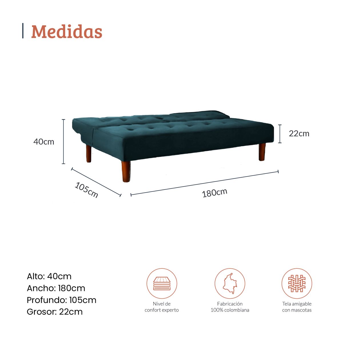 HIGH CLASS - Sofa Cama HC Trevor Turquesa