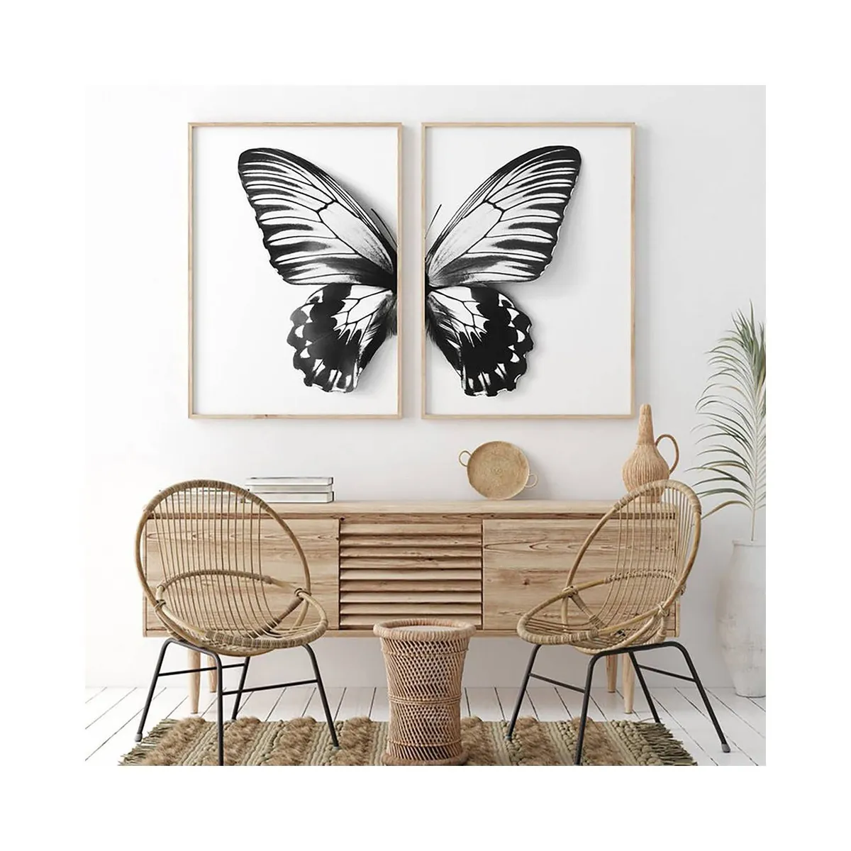 DE CASA - Díptico Mariposas Decasa de 60 x 40 cms - Natural Moderno