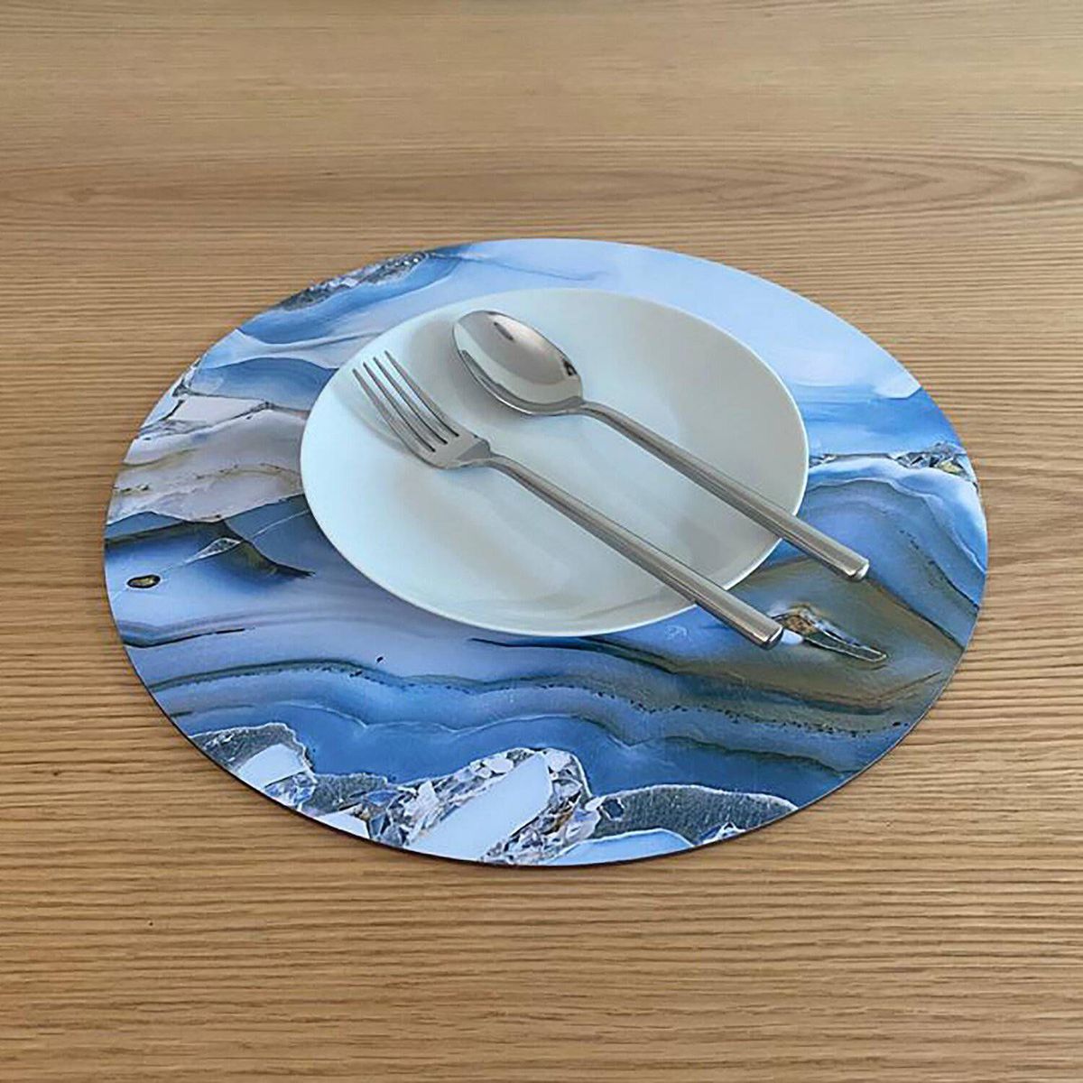 DE CASA - Set x 4 individuales impr. redondo marmol