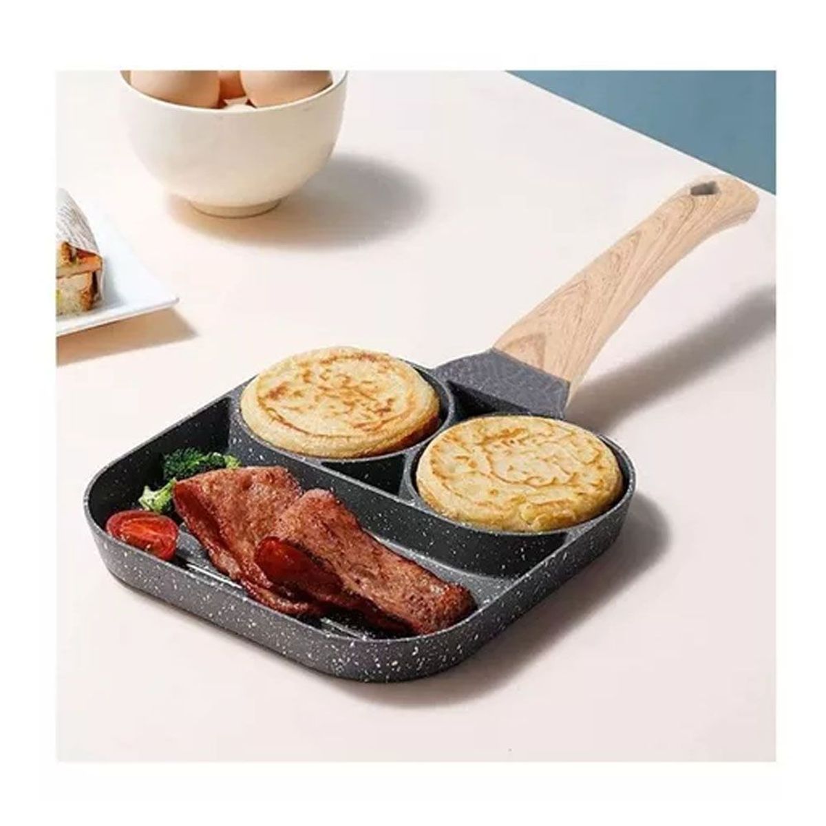 ONE PIXEL - Sartén Antiadherente Multiusos 3 Puestos Plancha Para Asar