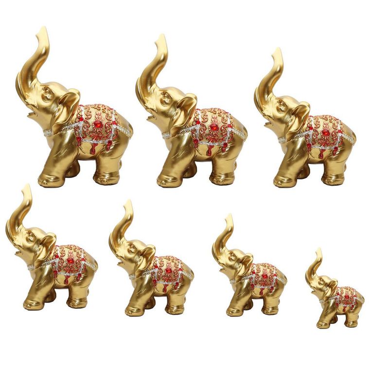 DAYOSHOP - Elefante Dorado Pedreria X 7 Vintage Decoración Protección