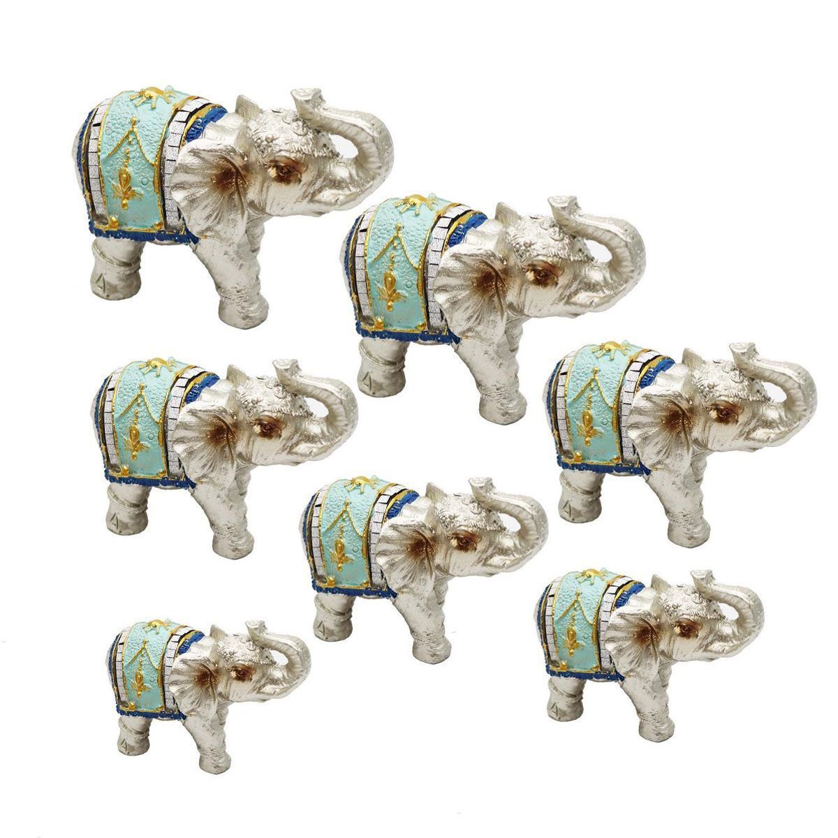 DAYOSHOP - Elefante Plateado X 7 Vintage Decoración Protección