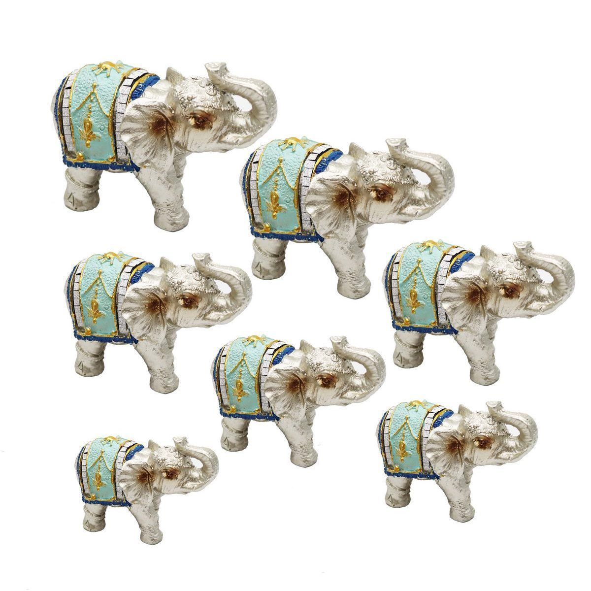DAYOSHOP - Elefante Plateado X 7 Vintage Decoración Protección