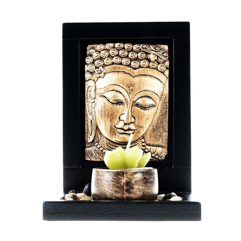 DAYOSHOP - Jardín Zen Buda Dorado Rocas  Vela Flor De Loto