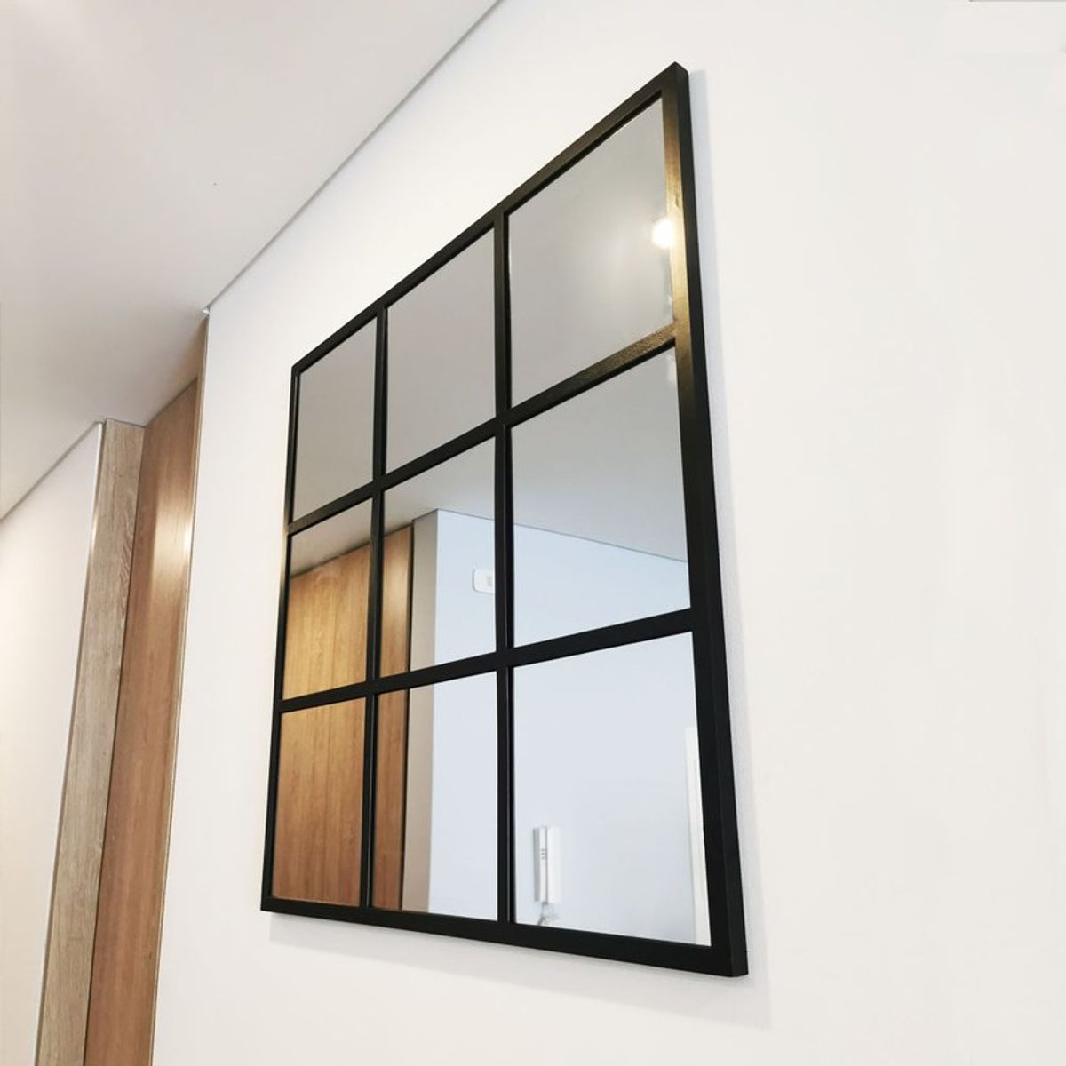 ALIK DISEÑO - Espejo Cuadrado Con Marco Metálico Negro 100x100cm