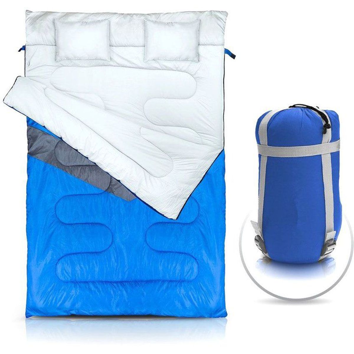 NTK - Sleeping Bag Doble Saco De Dormir NTK Kuple con Almohadas-