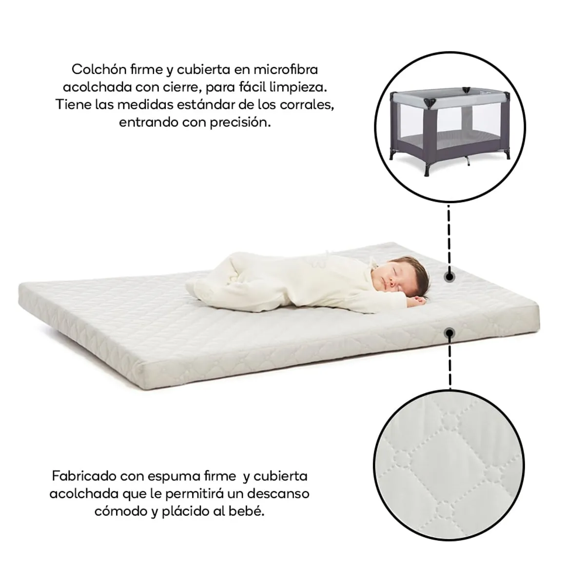 TORAL - Colchón colchoneta para corral cuna de bebe toral beige