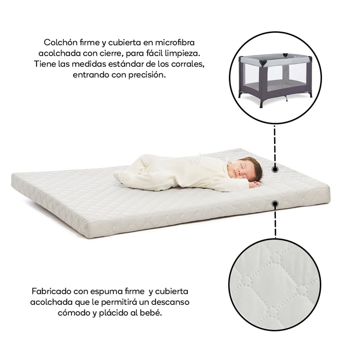 TORAL - Colchón colchoneta para corral cuna de bebe toral beige