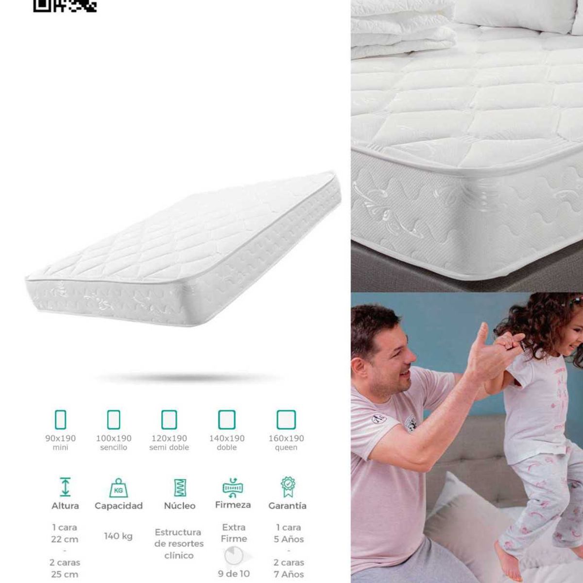 COLCHONES JUBILO - COMBO COLCHON FORTALEZA DOBL CARA FIRME 160X190