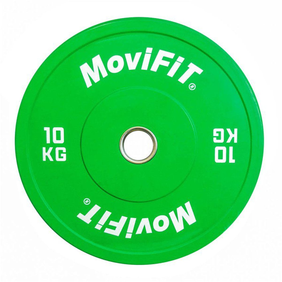 MOVIFIT - Disco olímpico en caucho verde 10 kg buje acero Bumper plate