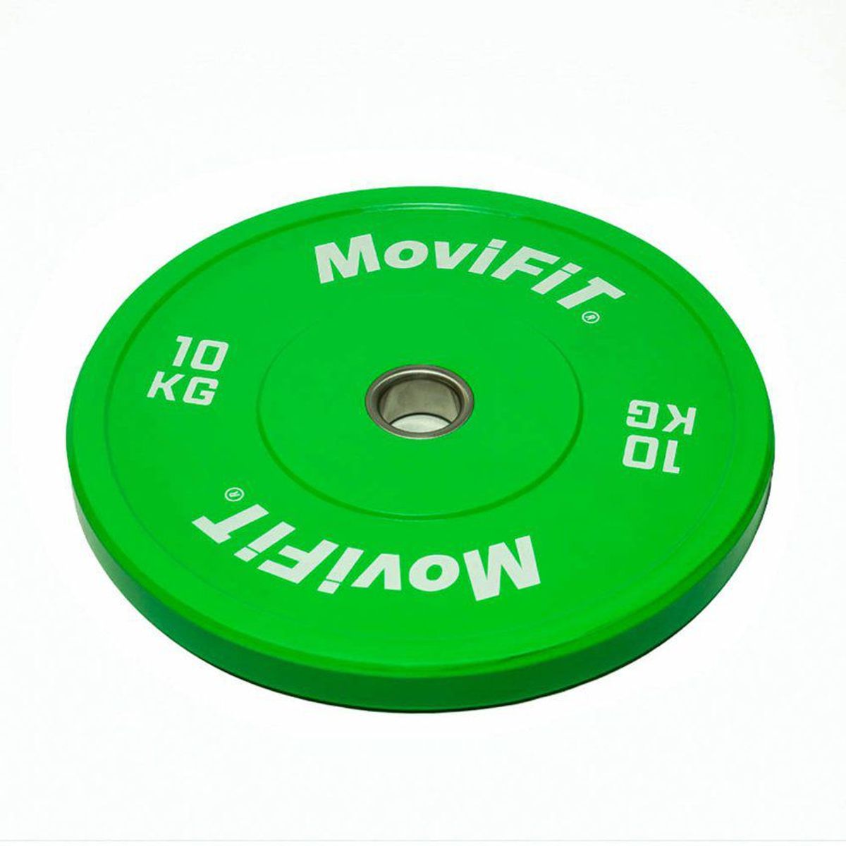 MOVIFIT - Disco olímpico en caucho verde 10 kg buje acero Bumper plate