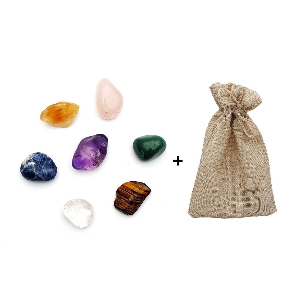 DAYOSHOP - Cuarzos 7 Chakras Tamboreada Energético + Bolsa Decorativa