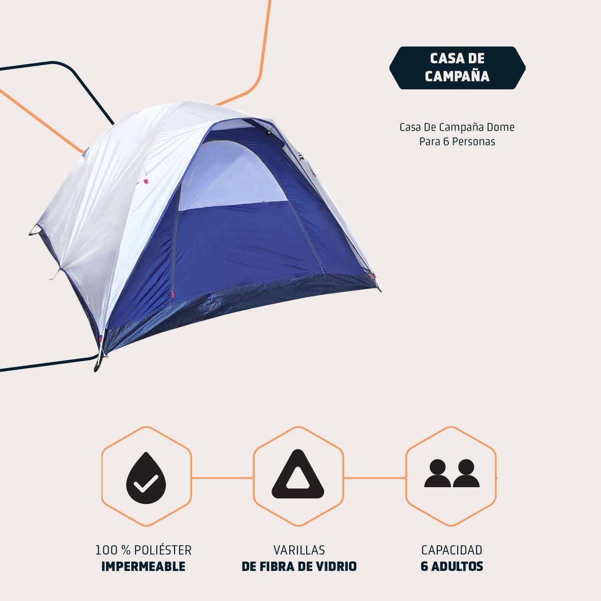 NTK - Carpa Camping NTK Dome Tienda De Campaña 6 Personas-