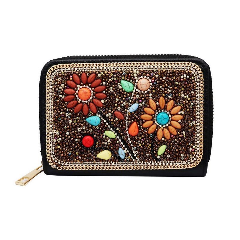 DAYOSHOP - Billetera Jardin Flores Artesanal Chaquira Dayoshop_.