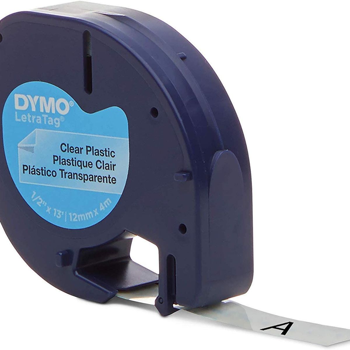 DYMO - Etiqueta plástica Dymo LetraTag texto negro fondo transp