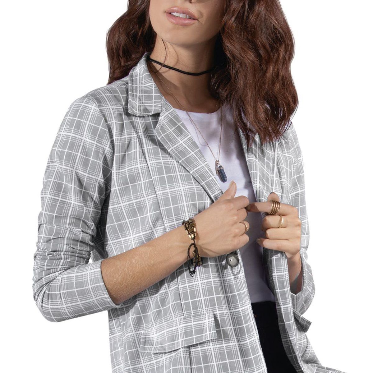 RUTTA - Blazer Para Mujer Bicolor  Cuadros Rutta