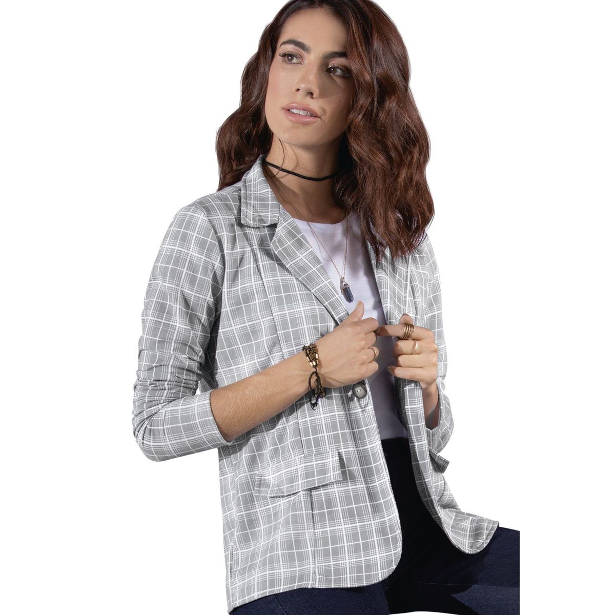 RUTTA - Blazer Para Mujer Bicolor  Cuadros Rutta