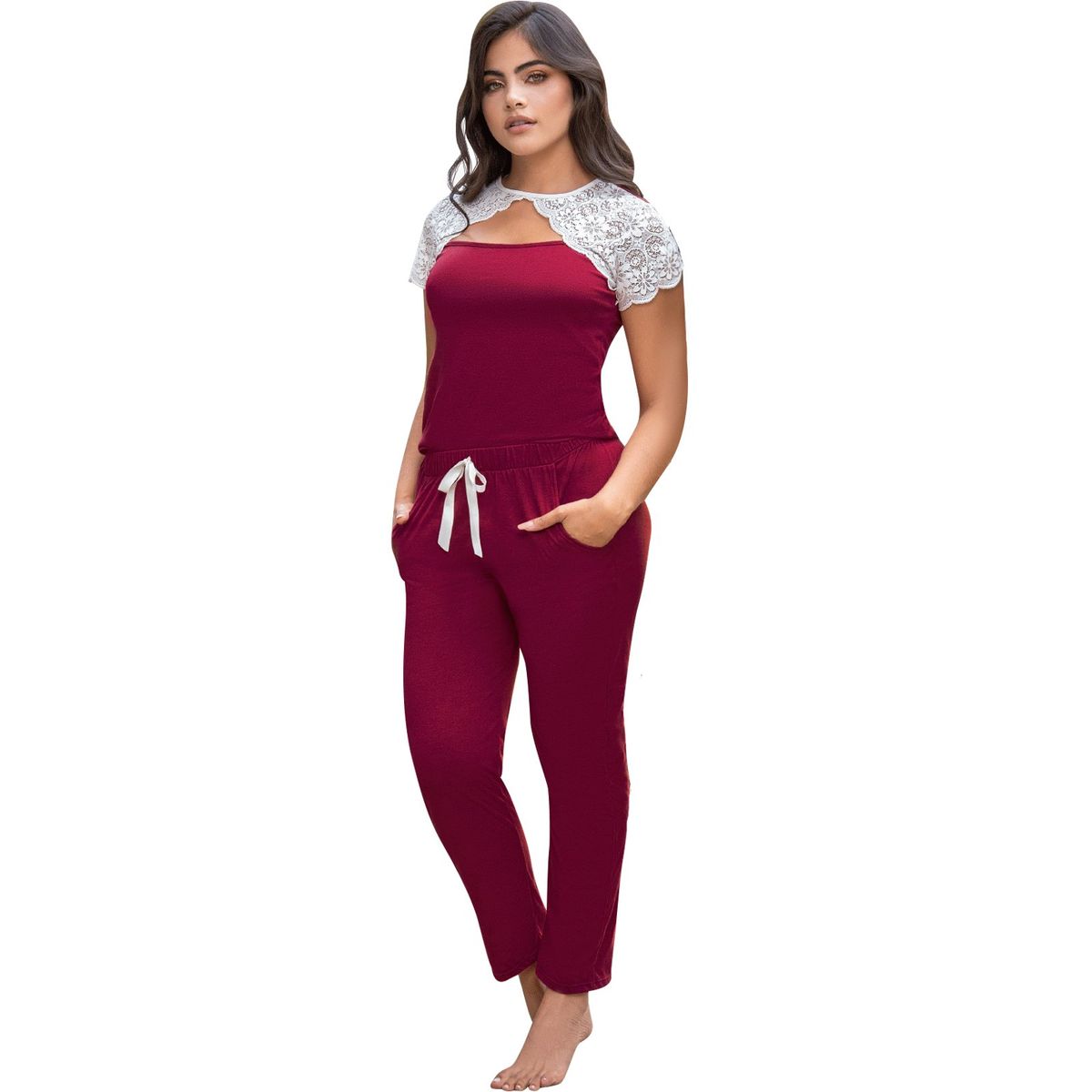 FORMAS INTIMAS - Camisa Pijama Adulto Vinotinto Fi 83267
