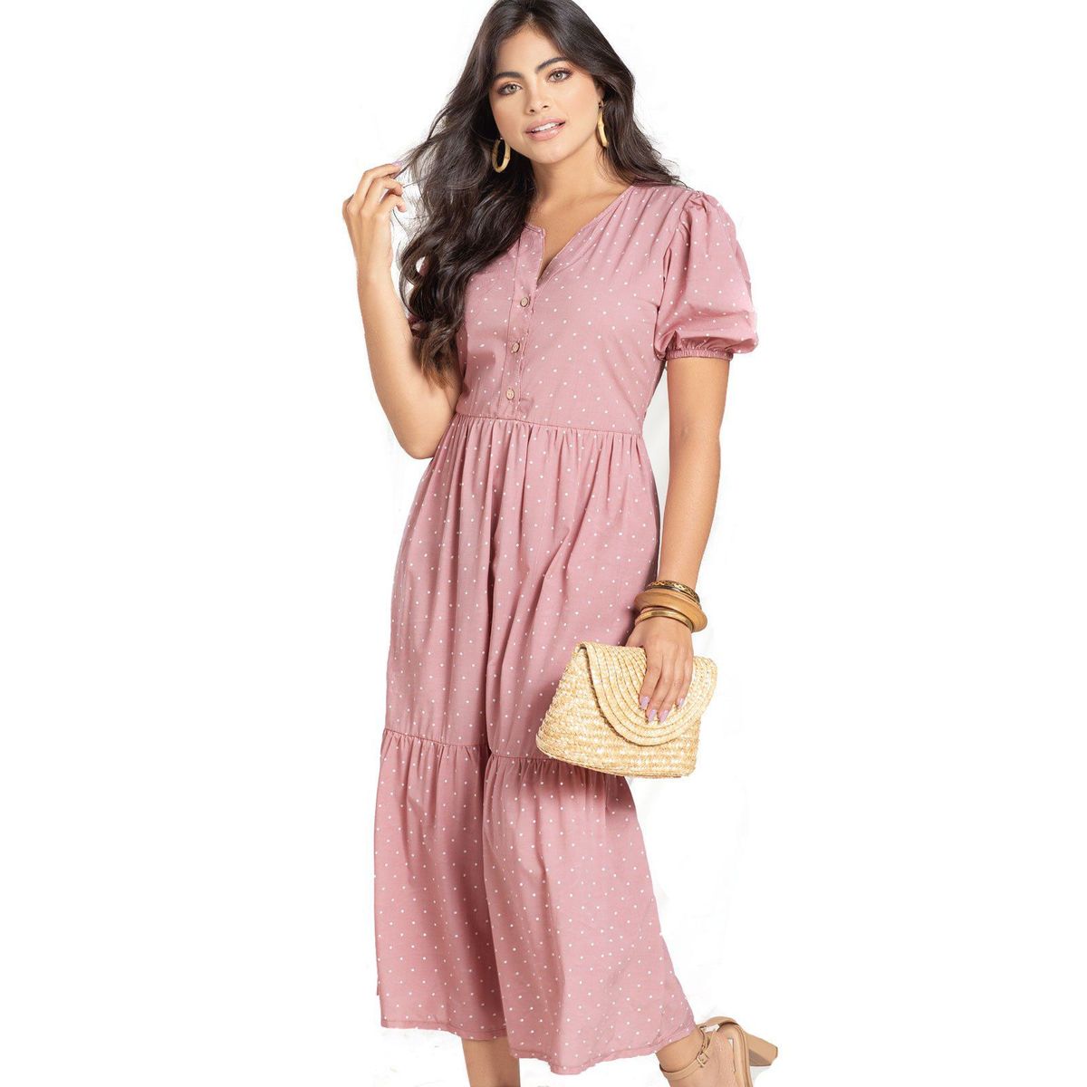 MARKETING PERSONAL - Vestido Largo Para Mujer Estampado/Palo De Rosa Oscuro Mp