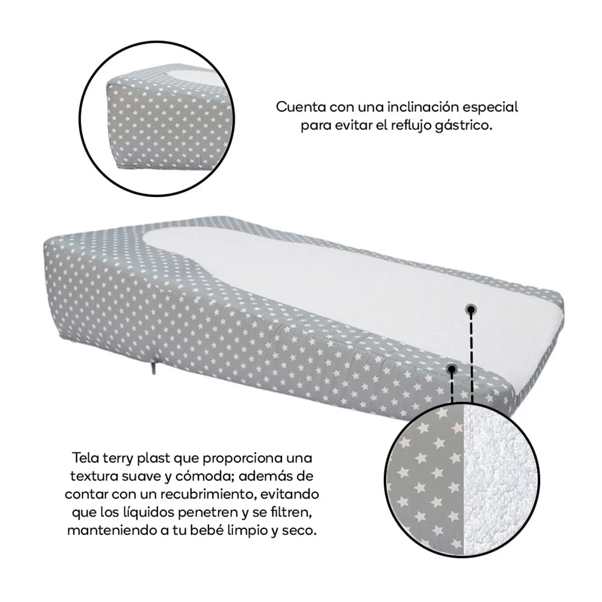 TORAL - Cuna antireflujo para bebés recién nacidos toral gris