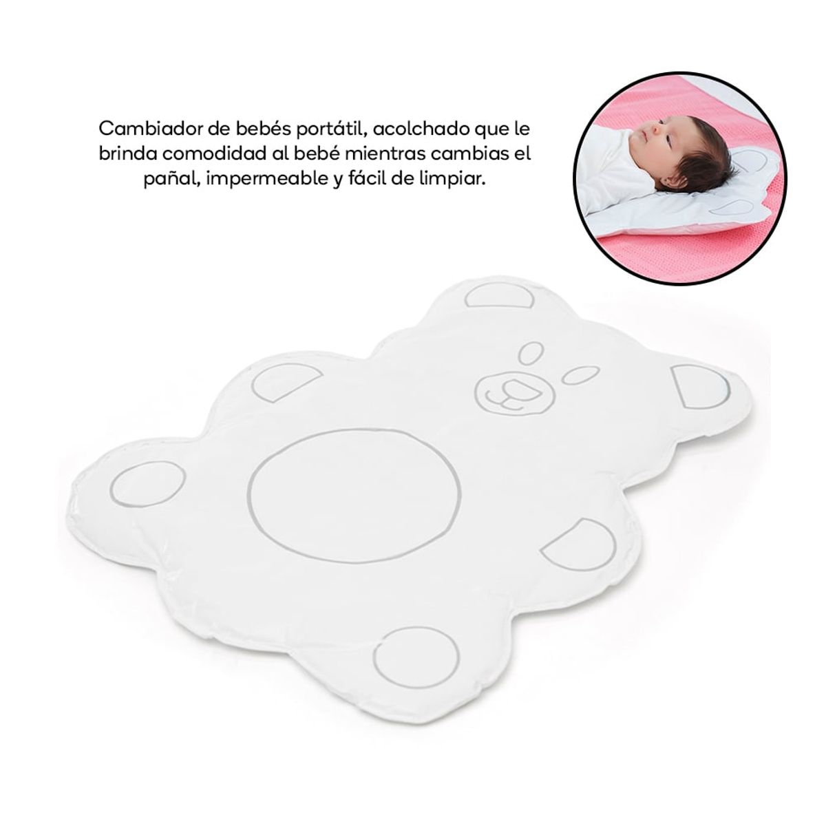 TORAL - Cambiador de bebes portátil  en forma de oso toral blanco