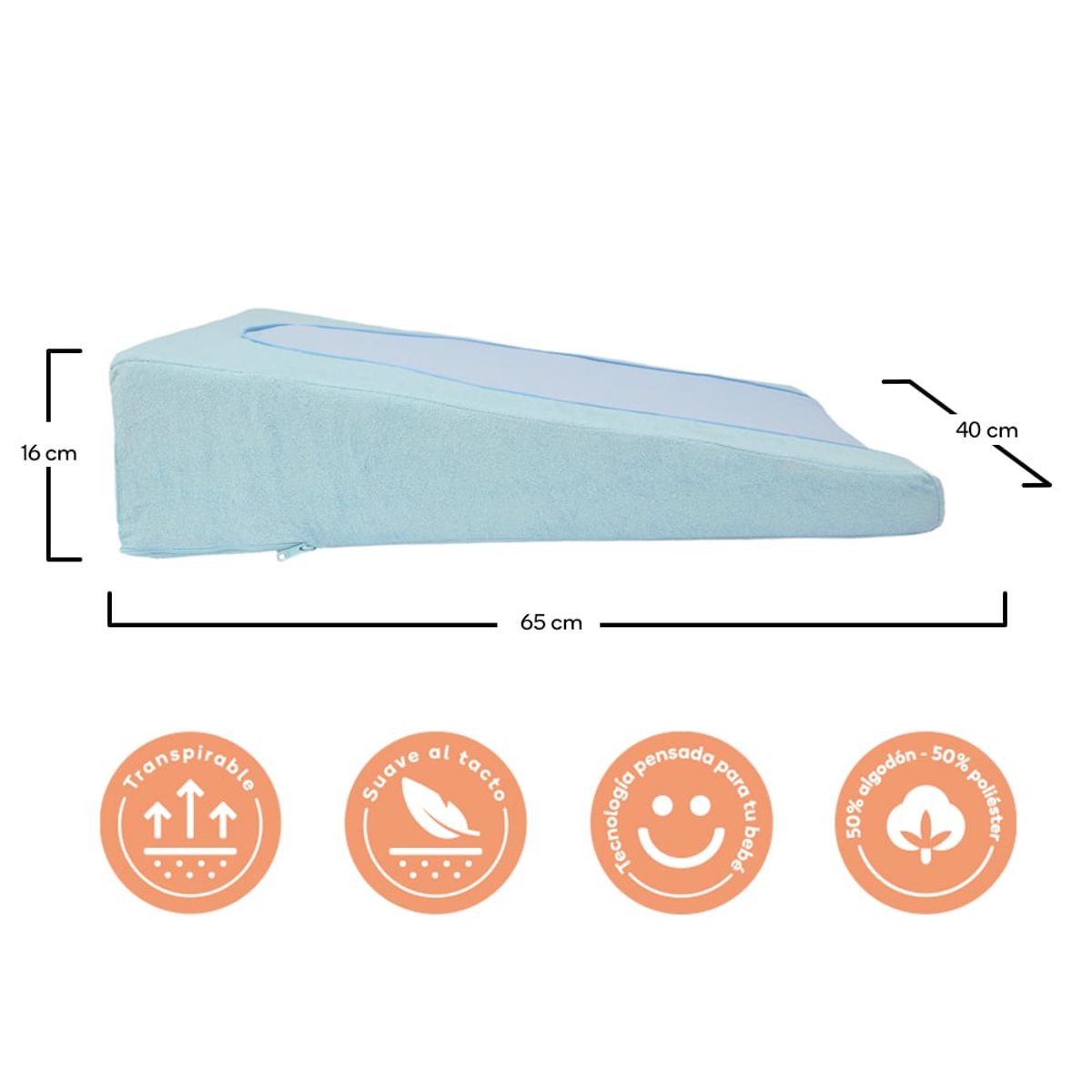 TORAL - Cuna antireflujo para bebés recién nacidos toral azul