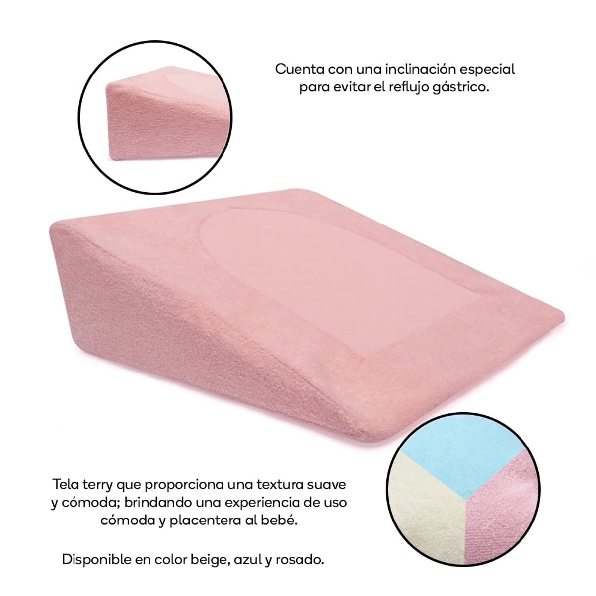 TORAL - Almohada antireflujo para bebés toral rosado