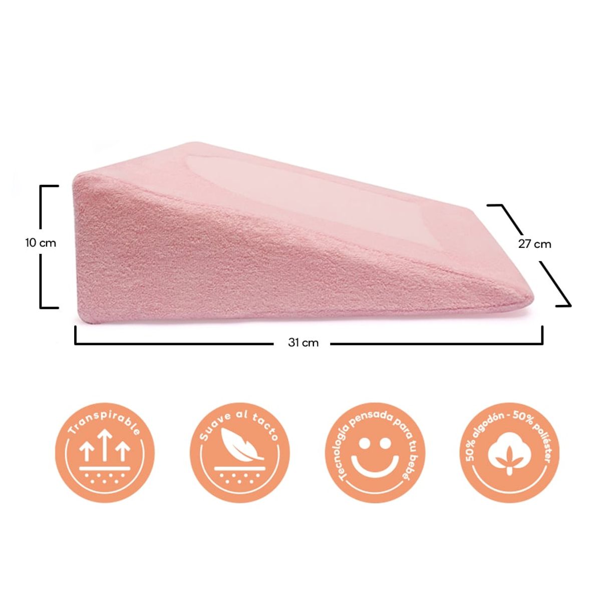 TORAL - Almohada antireflujo para bebés toral rosado