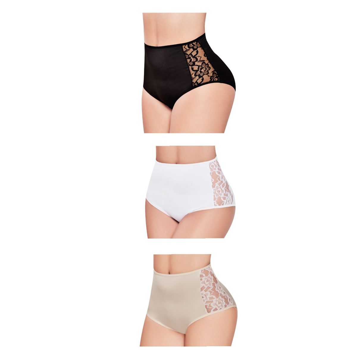 FORMAS INTIMAS - Panty Set X3 Blanco-Beige-Negro FI 47009