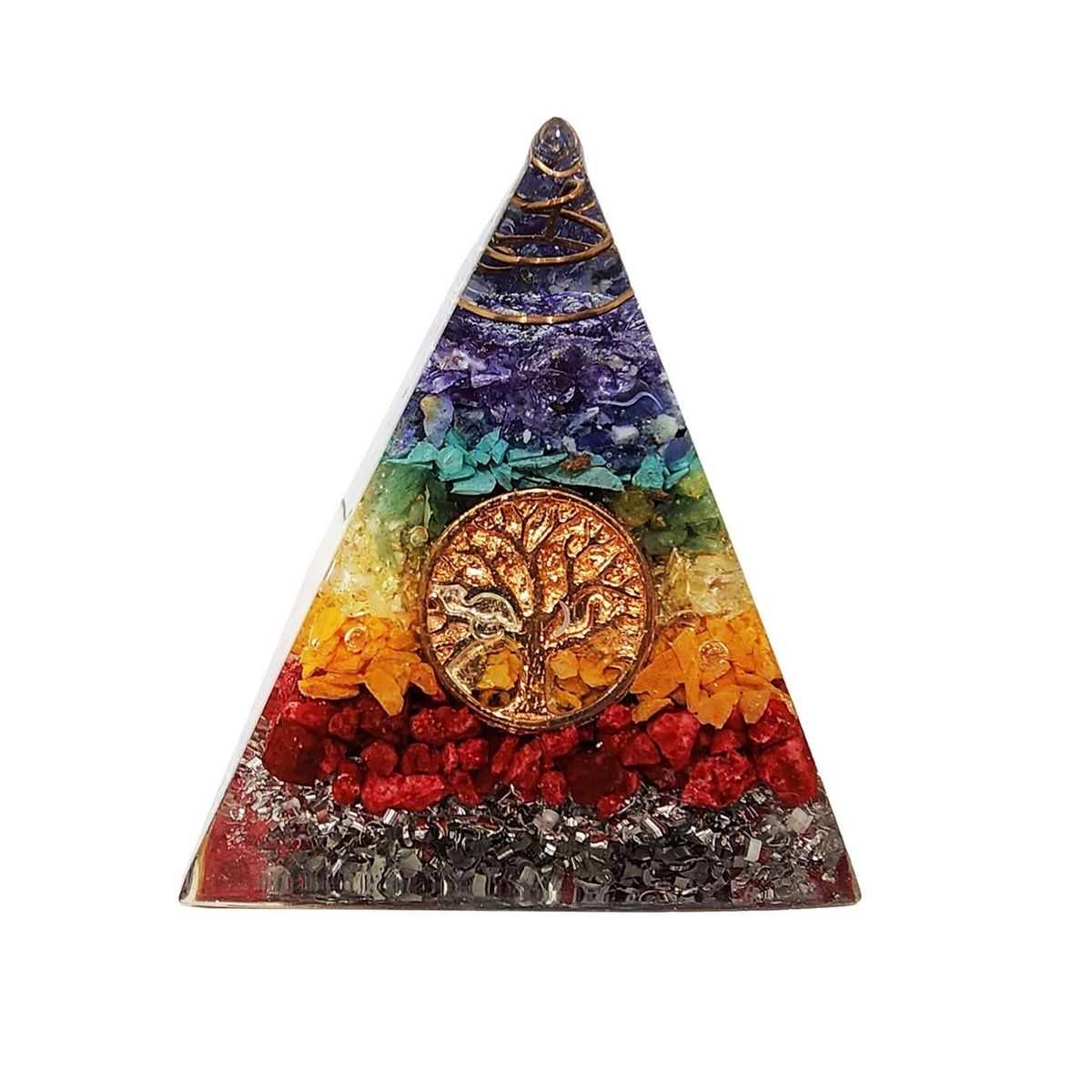 DAYOSHOP - Pirámide 7 Chakras Piedra Natural Orgonita Árbol De La Vida