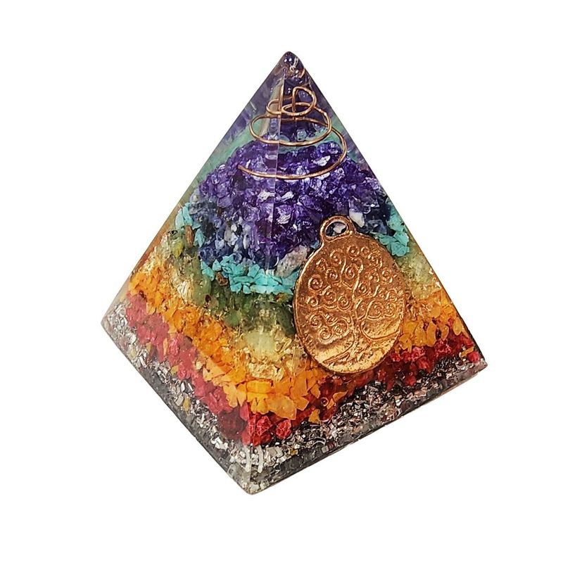 DAYOSHOP - Pirámide 7 Chakras Piedra Natural Orgonita Árbol De La Vida