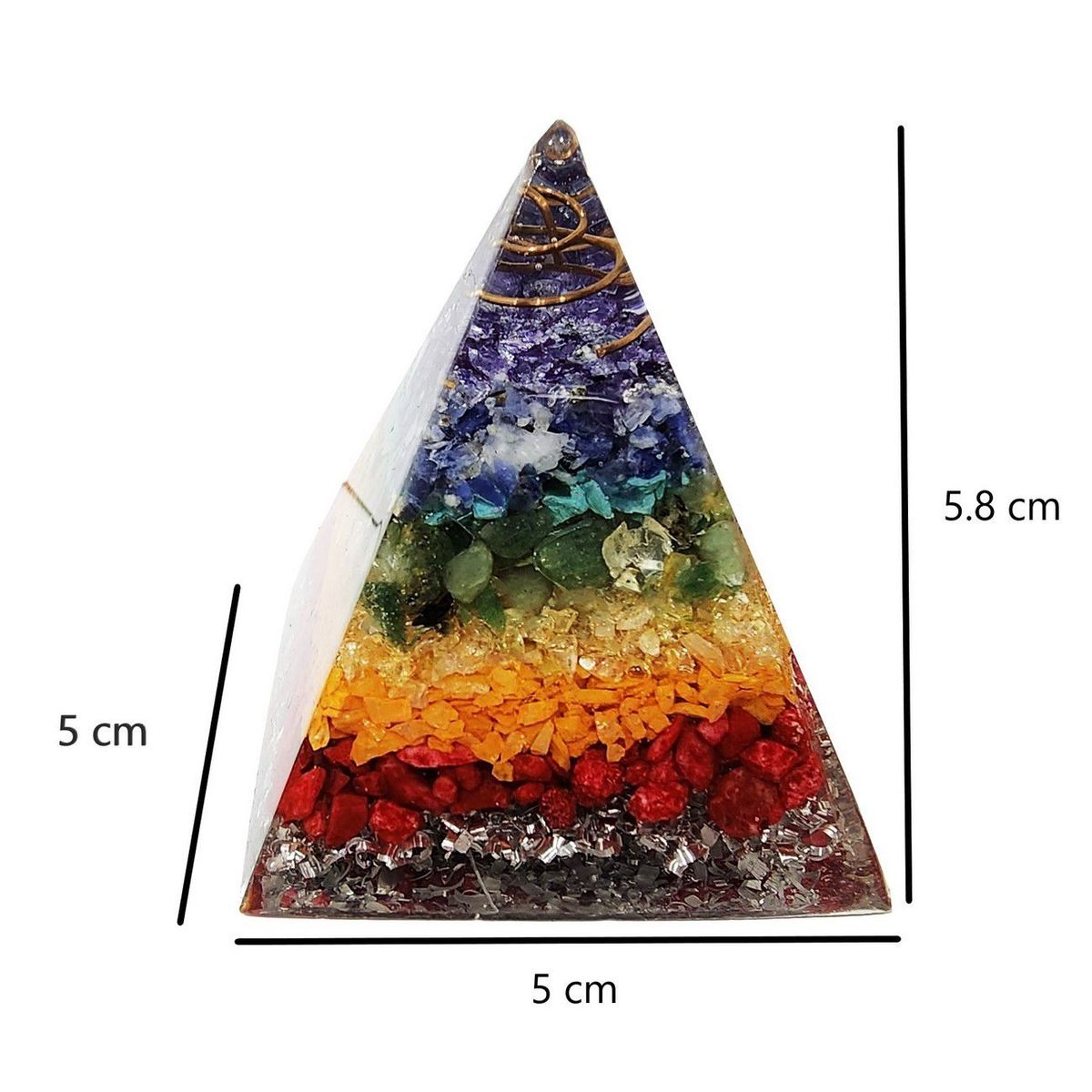 DAYOSHOP - Pirámide 7 Chakras Piedra Natural Orgonita Mano Ojo Turco