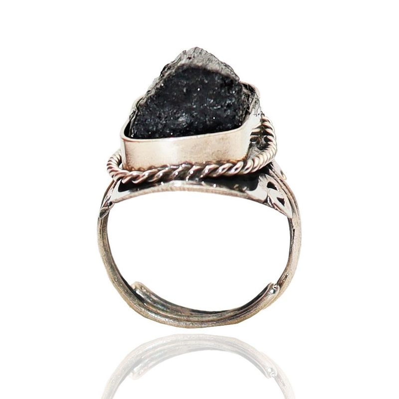 DAYOSHOP - Anillo Cuarzo Turmalina En Bruto Unisex Ajustable  Estuche